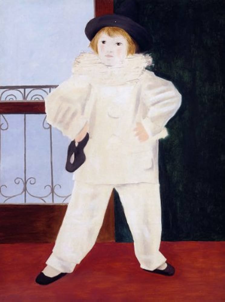 グリーン　ピエロの油彩画　ヴィンテージ Amazon.co.jp: ピカソ・「ピエロに扮したパウロ」 プリ